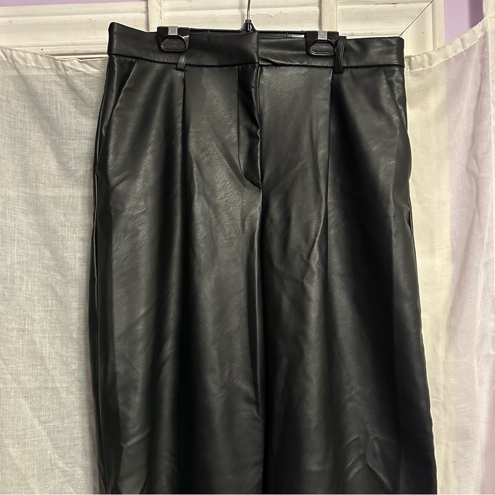 Wide Leg Faux Leather Pants